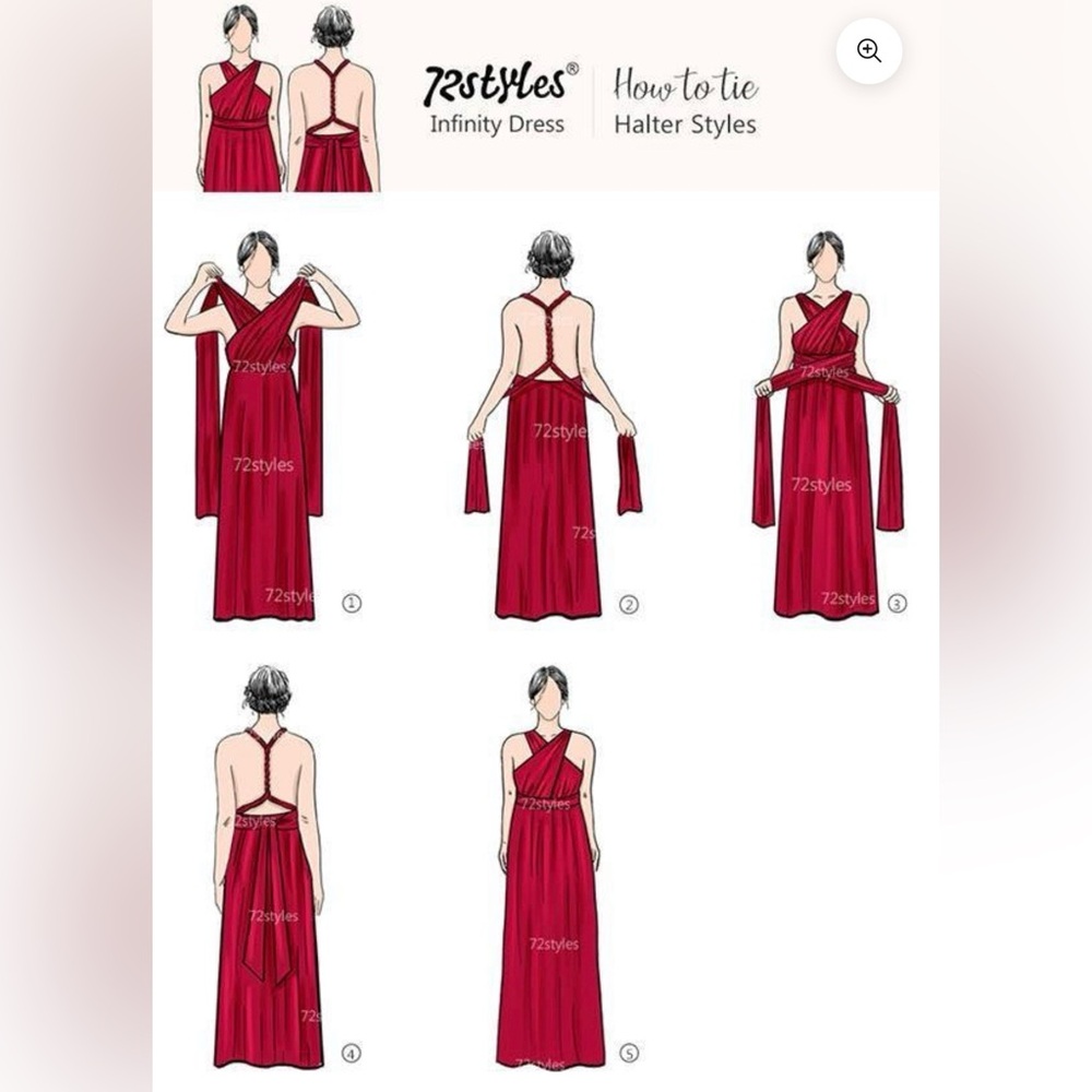 Las Pepas Convertible Infinity Dress Red & Burgundy | One Size fits most - Picture 12 of 14